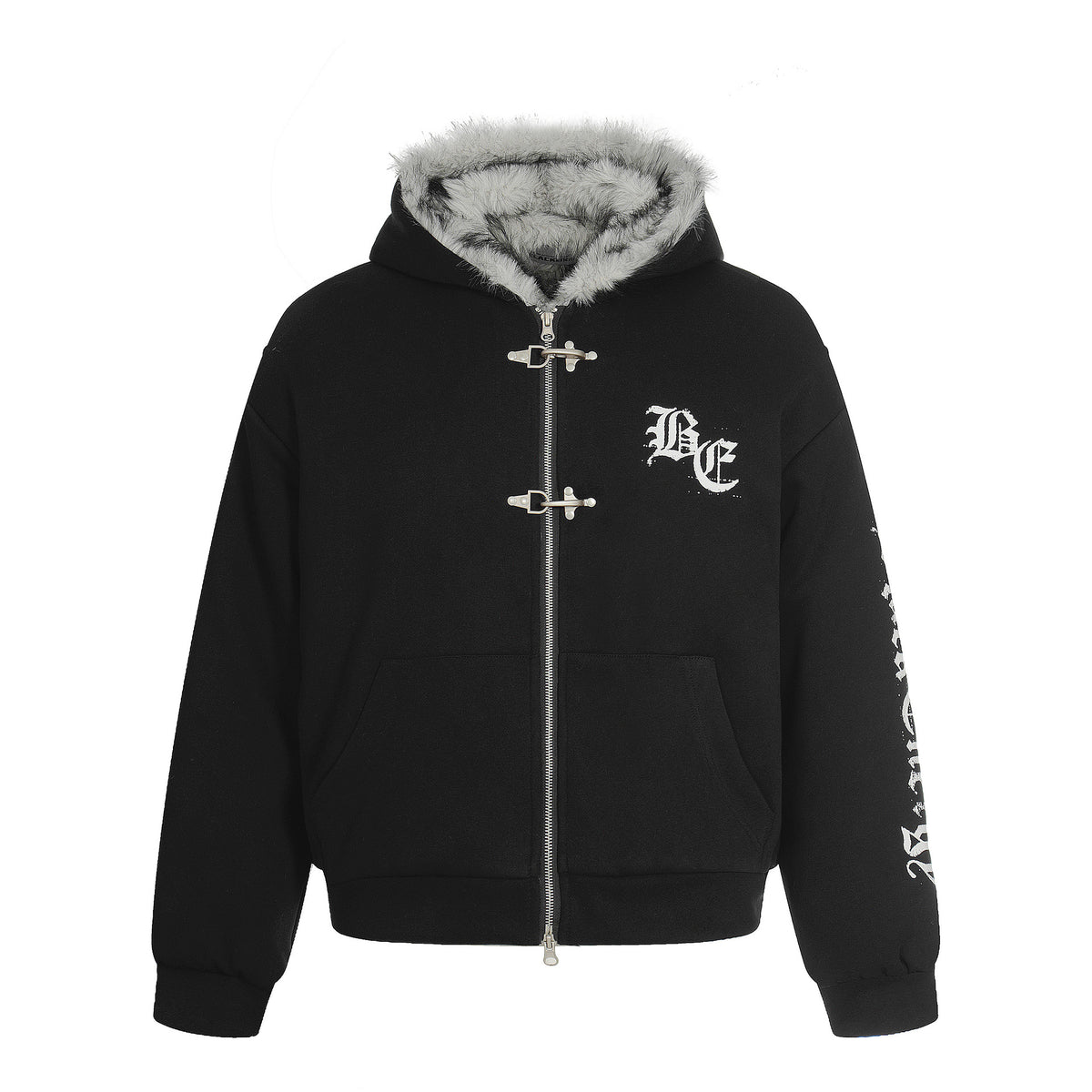 Gothic Crest Fur-Lined HoodieQ