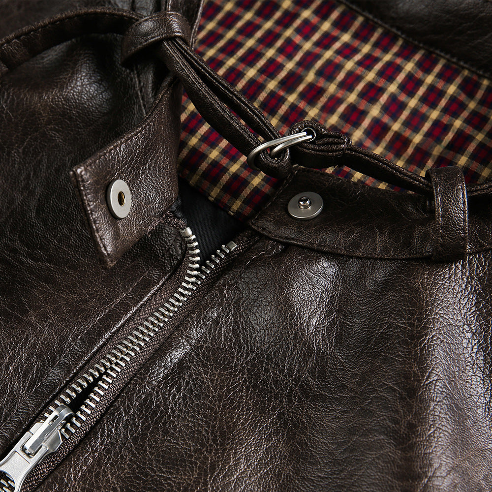 Old Buckle Collar Leather Jacket