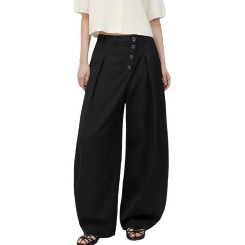 Wide Leg Pleated Trousers