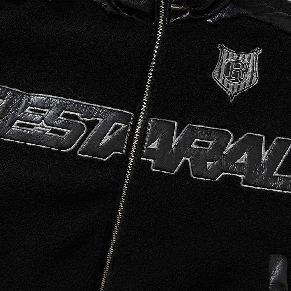 Prestige Leather-Sleeve Hooded Jacket