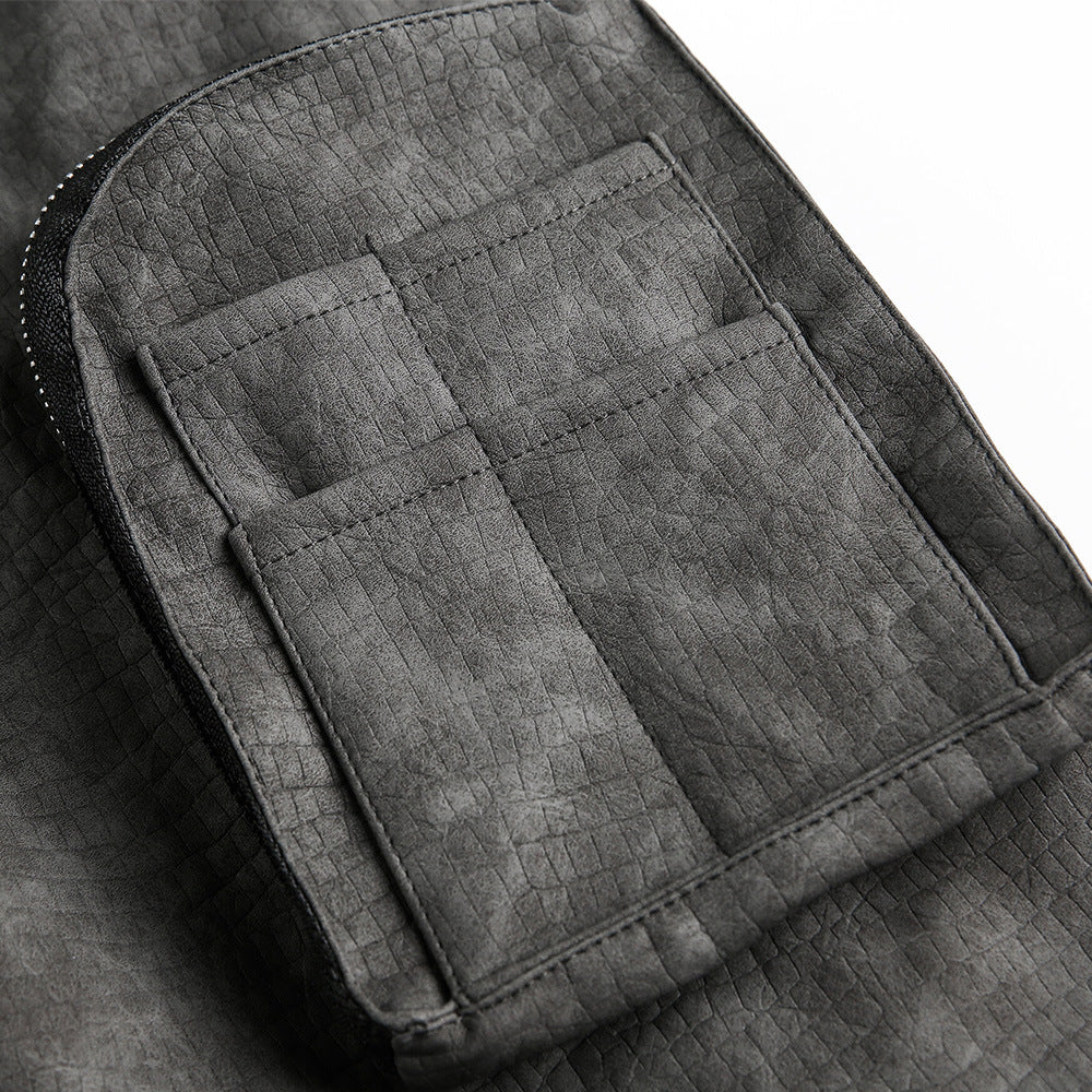 Layered Utility Bomber Jacket