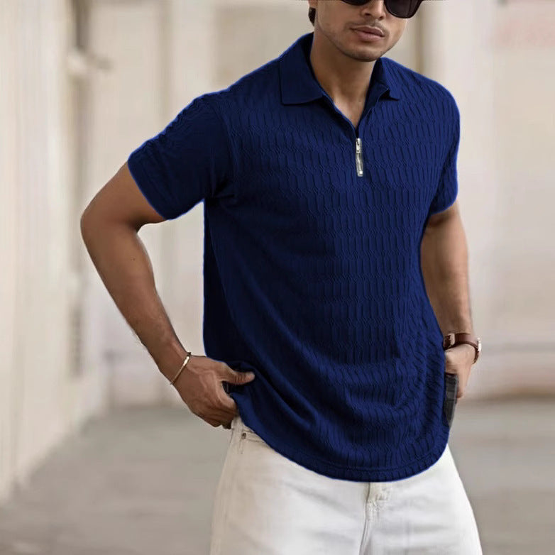Textured Zip Polo