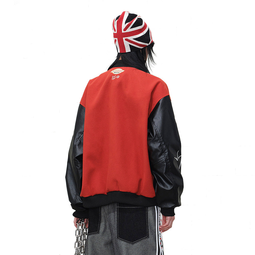 Embroidered Letther Baseball Jacket