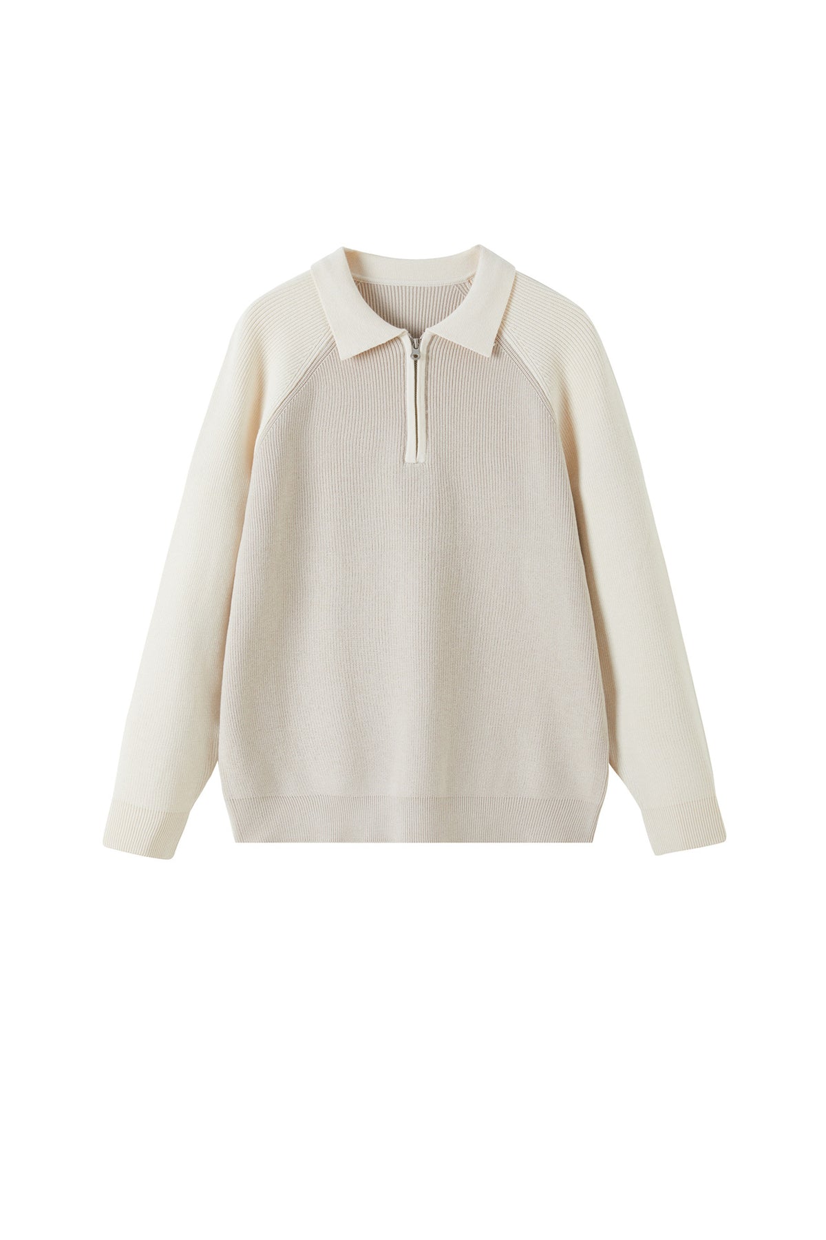Contrast Raglan Half-Zip Knit