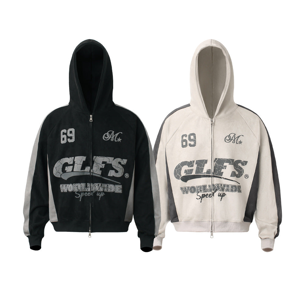 Suede Zipper Hoodie