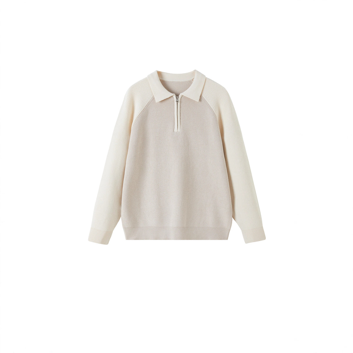 Contrast Raglan Half-Zip Knit