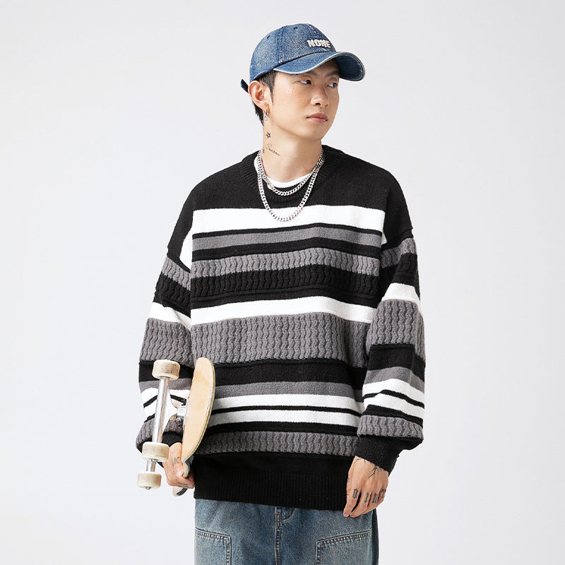 Textured Color Block Knit Sweater