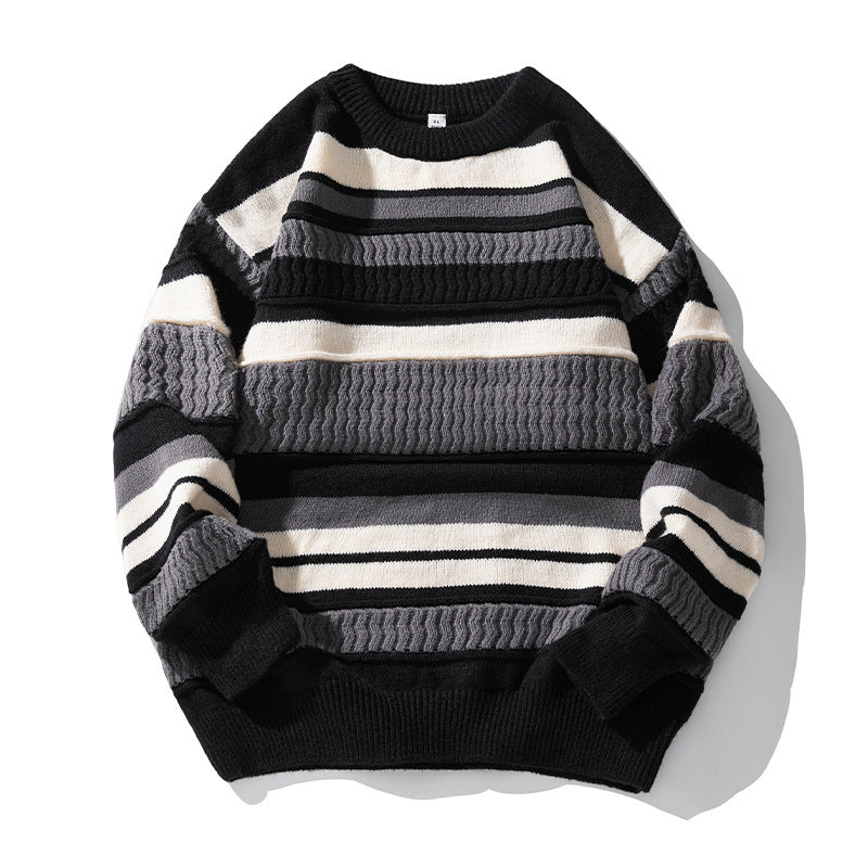 Textured Color Block Knit Sweater