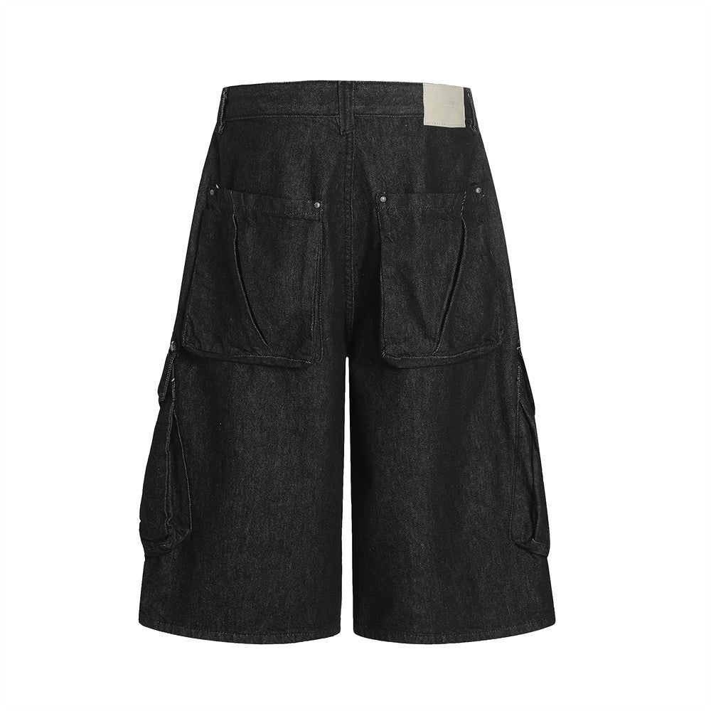 Five-Point Wide Denim Short
