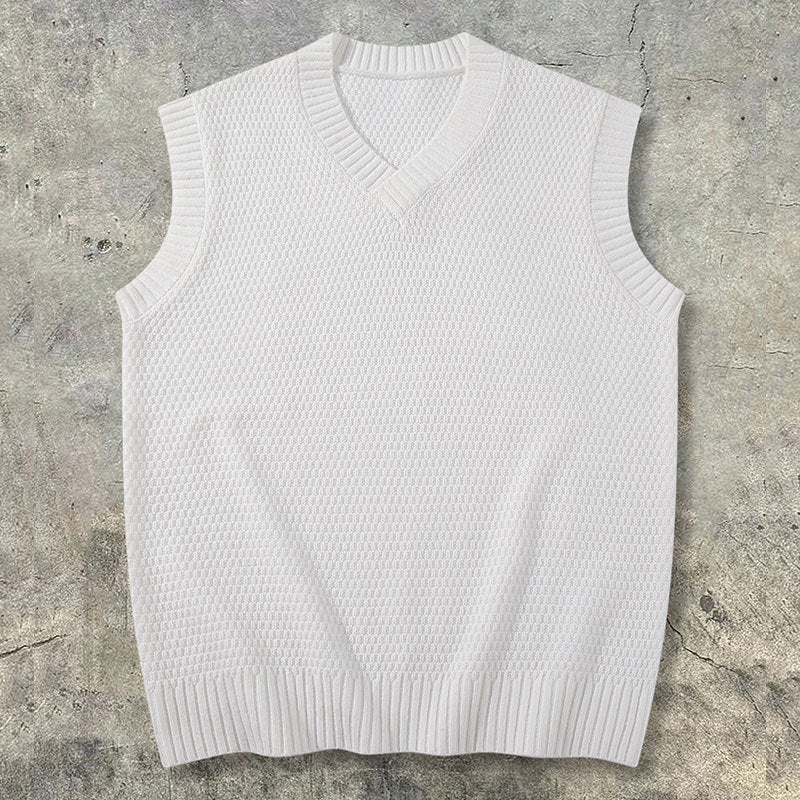 Textured V-Neck Knit Vest
