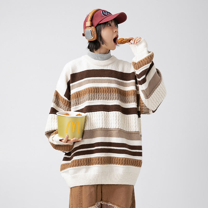 Textured Color Block Knit Sweater