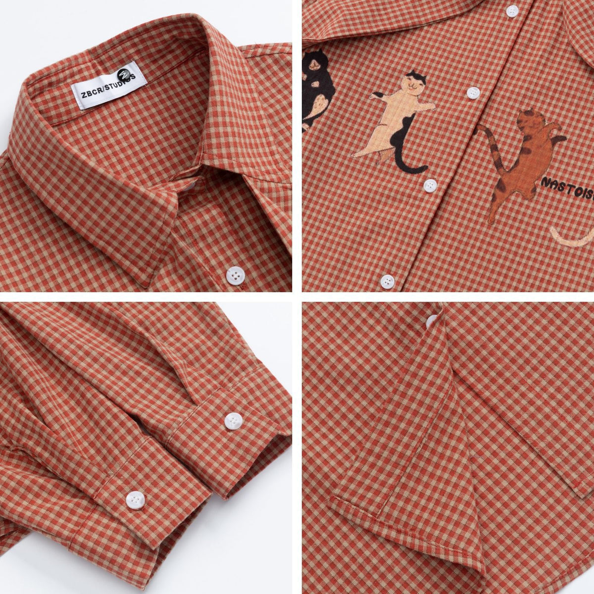 Embroidered Tie Detail Check Shirt