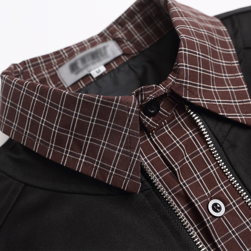 Plaid Layer Zip Jacket