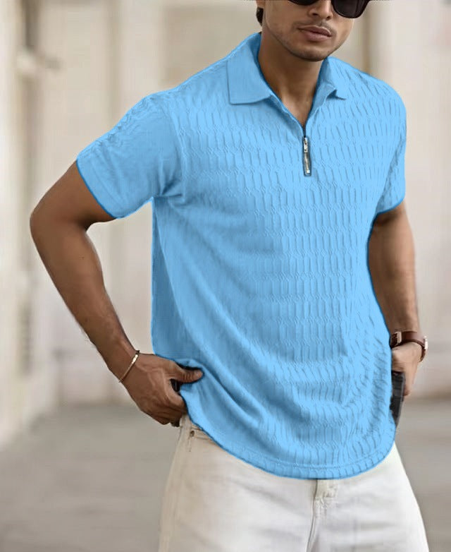 Textured Zip Polo