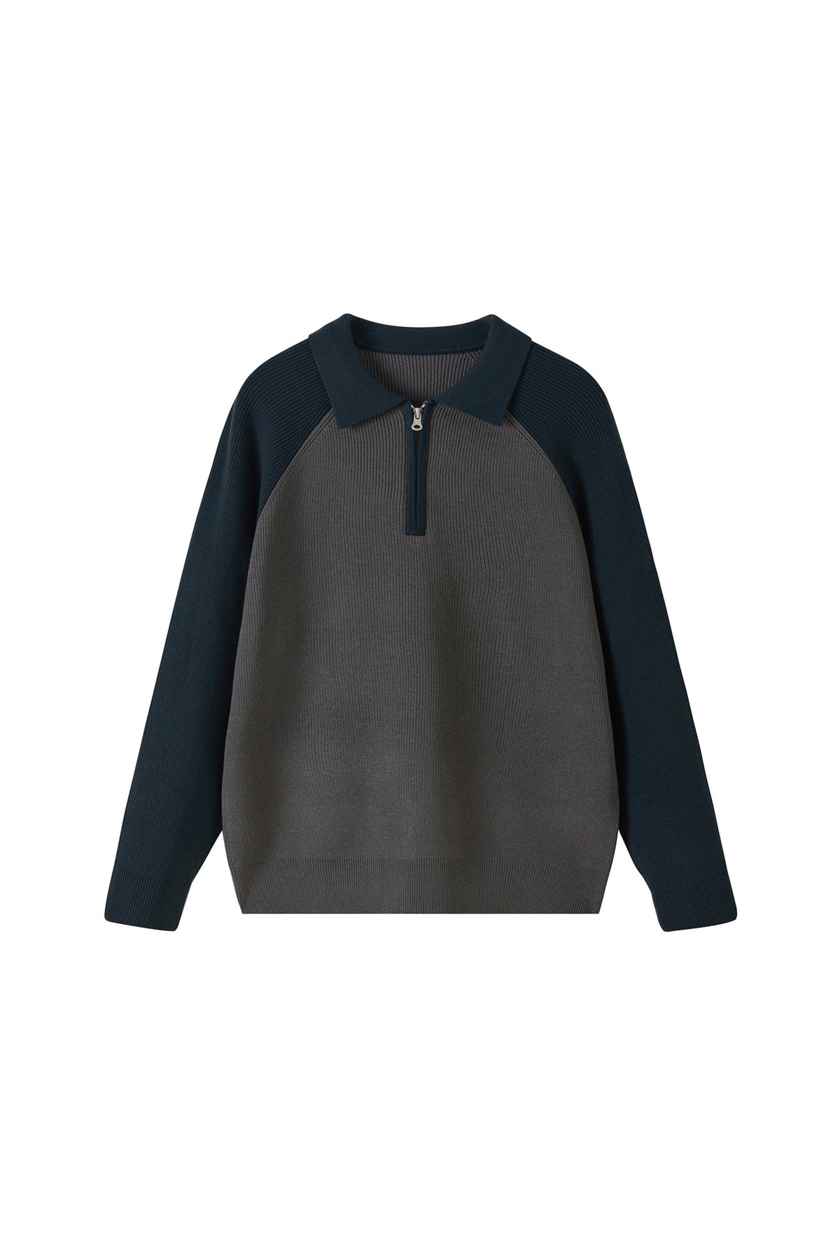 Contrast Raglan Half-Zip Knit