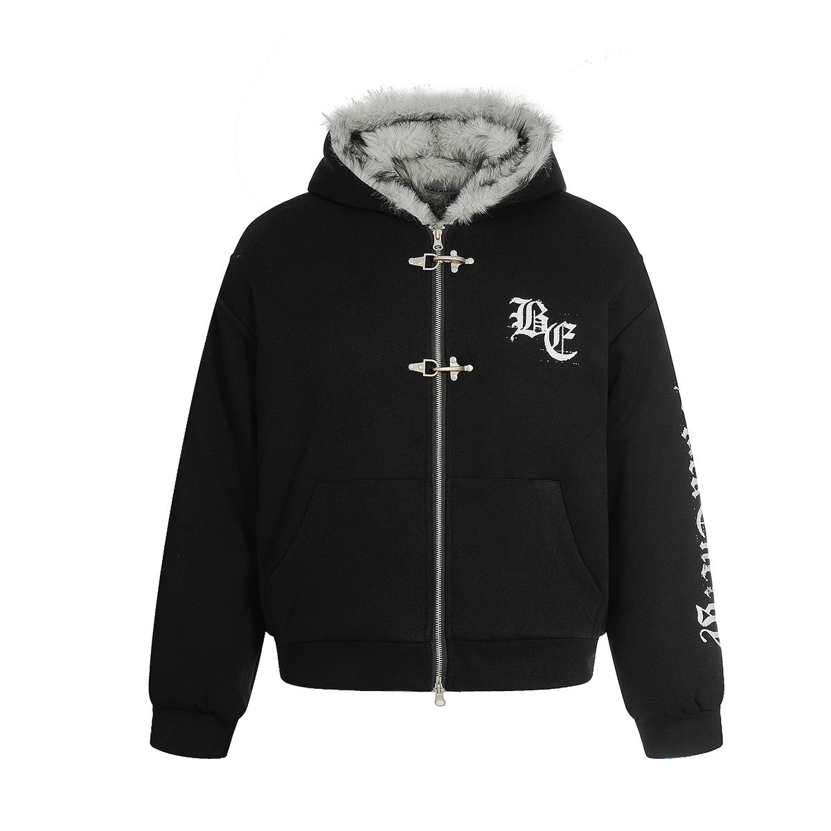 Gothic Crest Fur-Lined HoodieQ