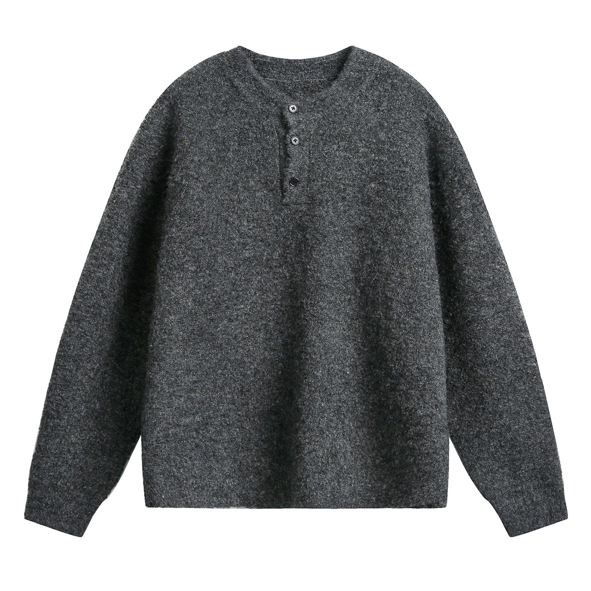 Textured Henley Knit Sweater