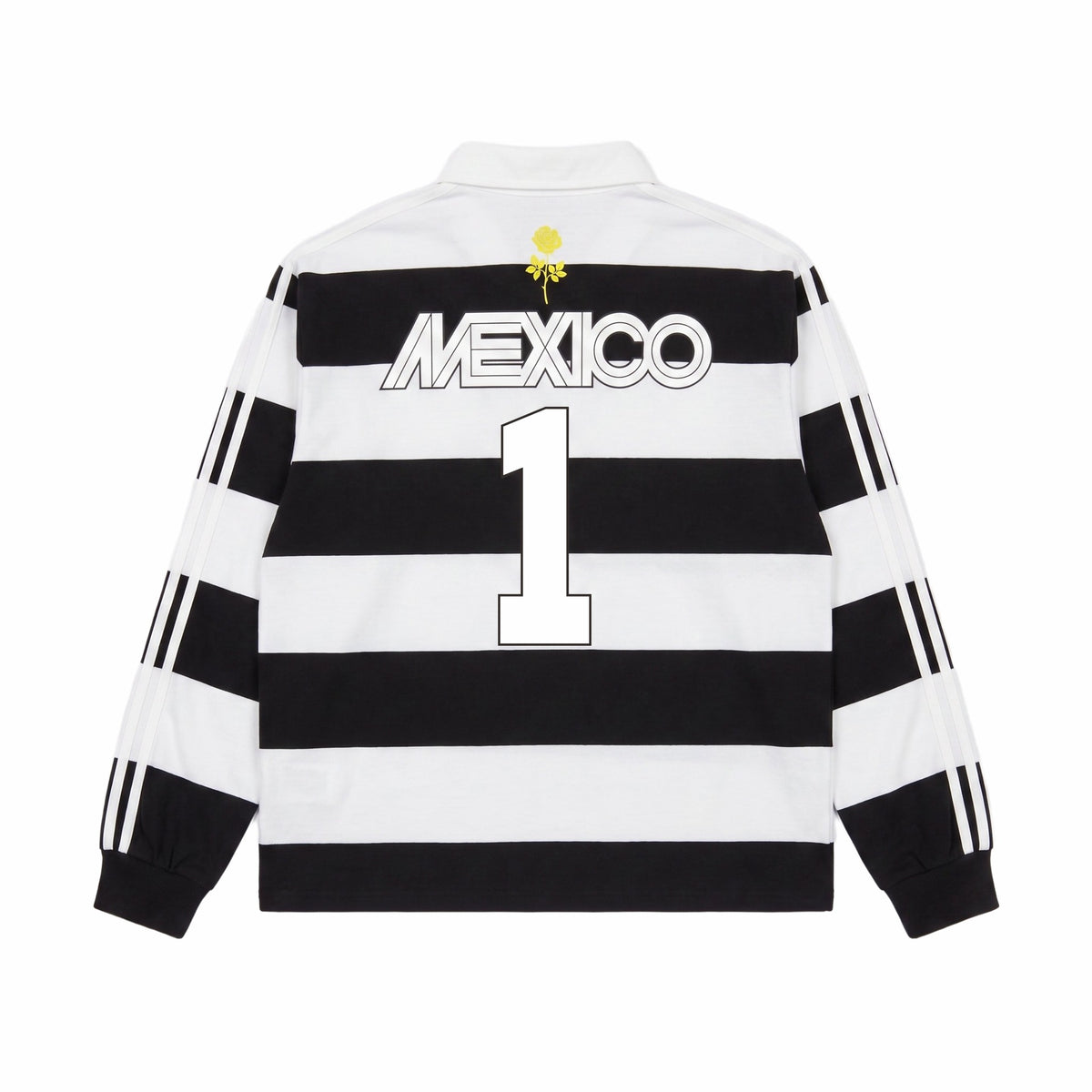 Mexican Print Color-block Stripe Long Sleeve Polo Shirt