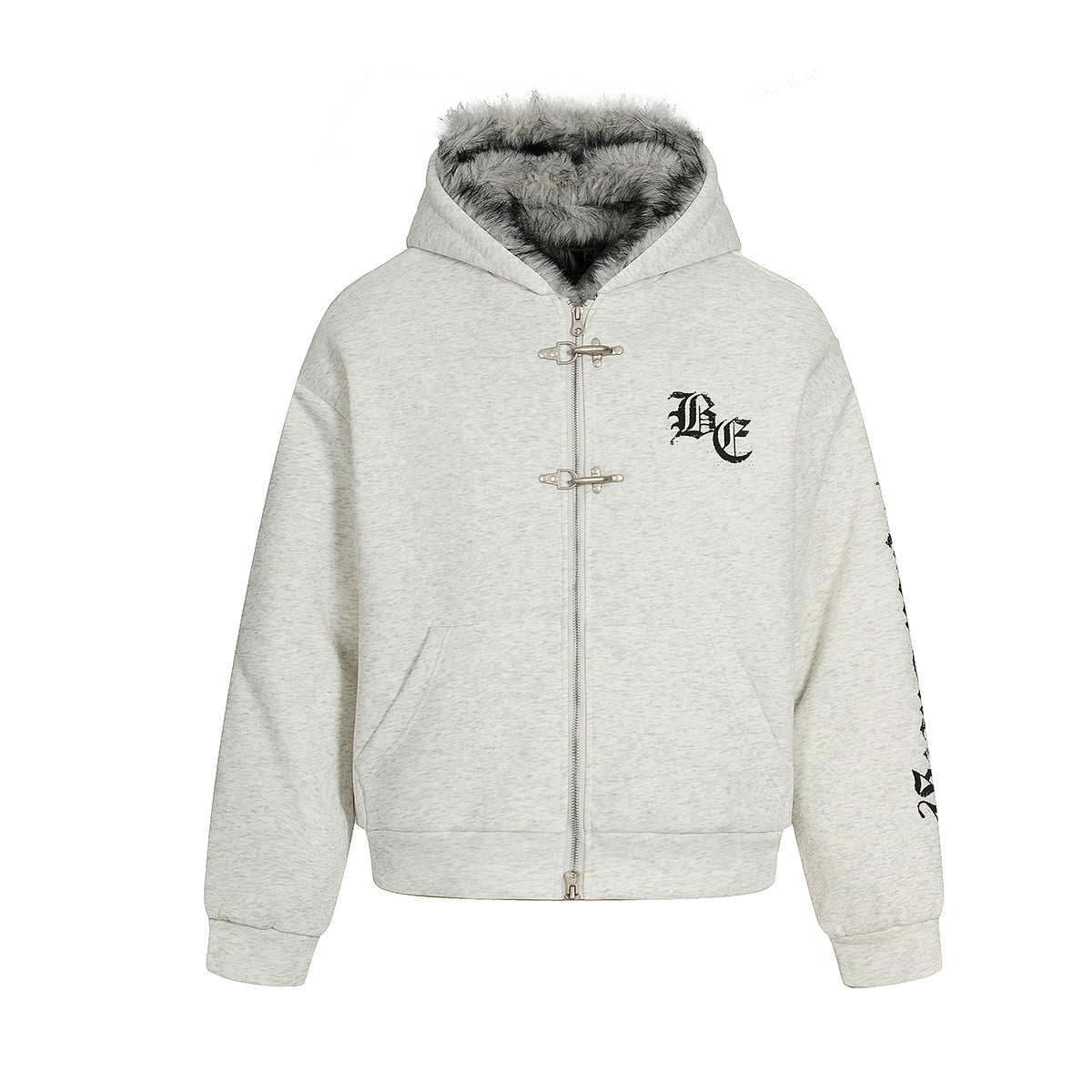 Gothic Crest Fur-Lined HoodieQ