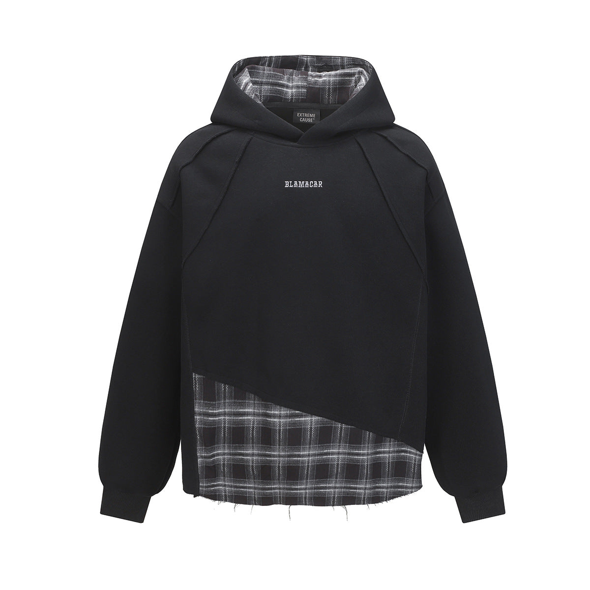 Asymmetric Plaid Layered Hoodie