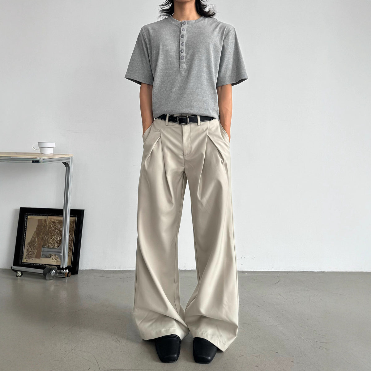 Pleated Wide-Leg Trousers