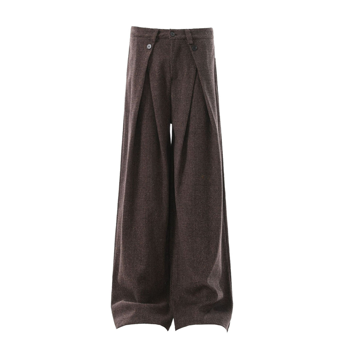 Simple A-line Pleated Woolen Trousers