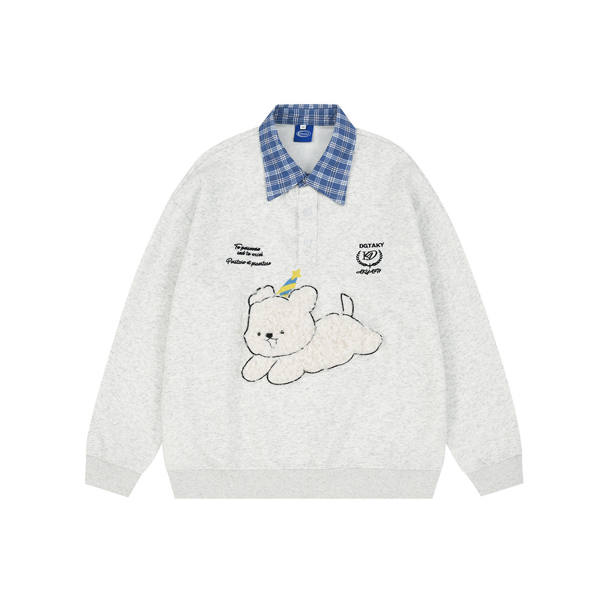 Plaid Collar Graphic Sweatshirt