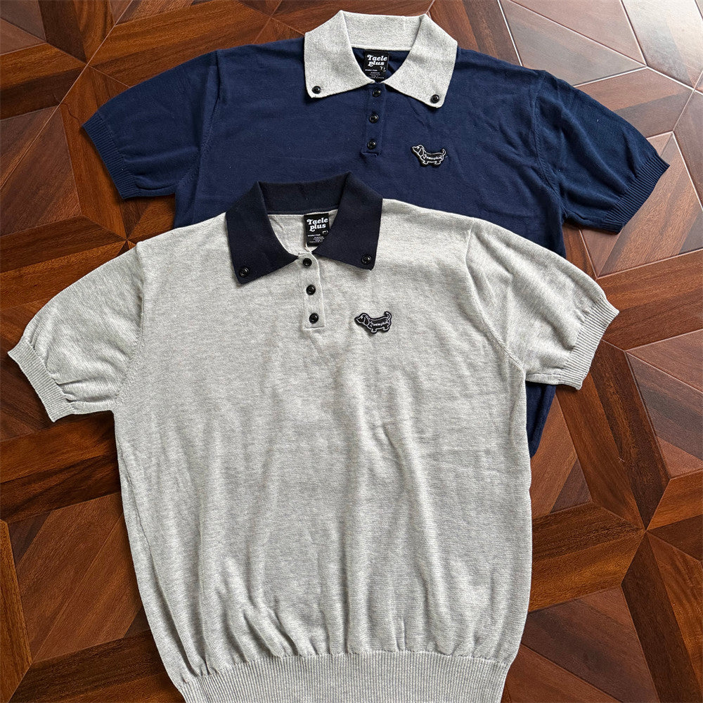 Contrast Collar Knit Polo