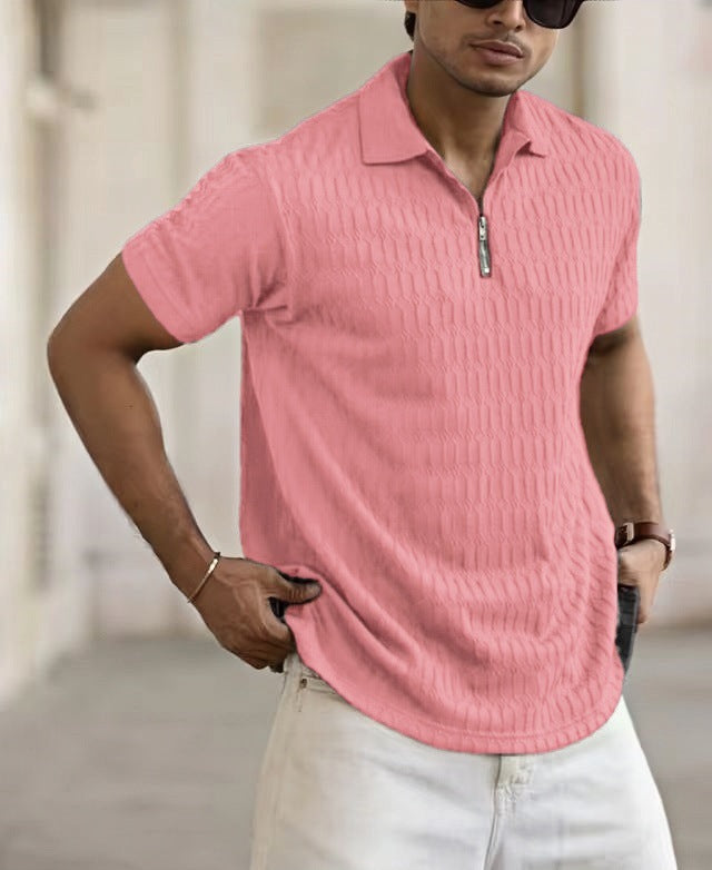 Textured Zip Polo