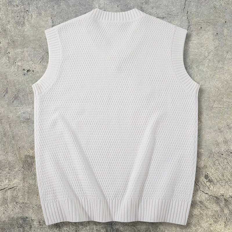 Textured V-Neck Knit Vest