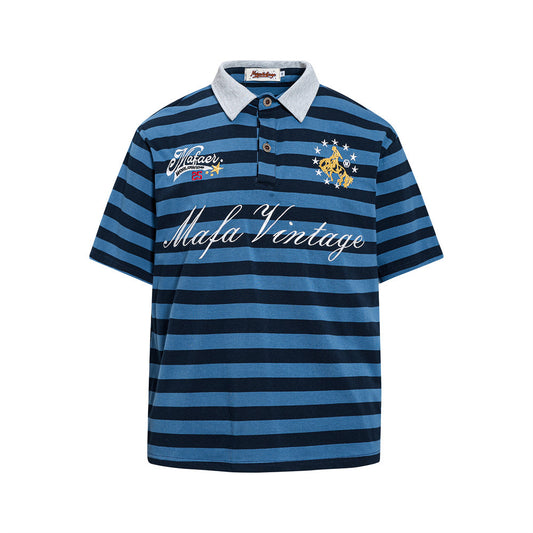 Vintage Stripe Graphic Polo