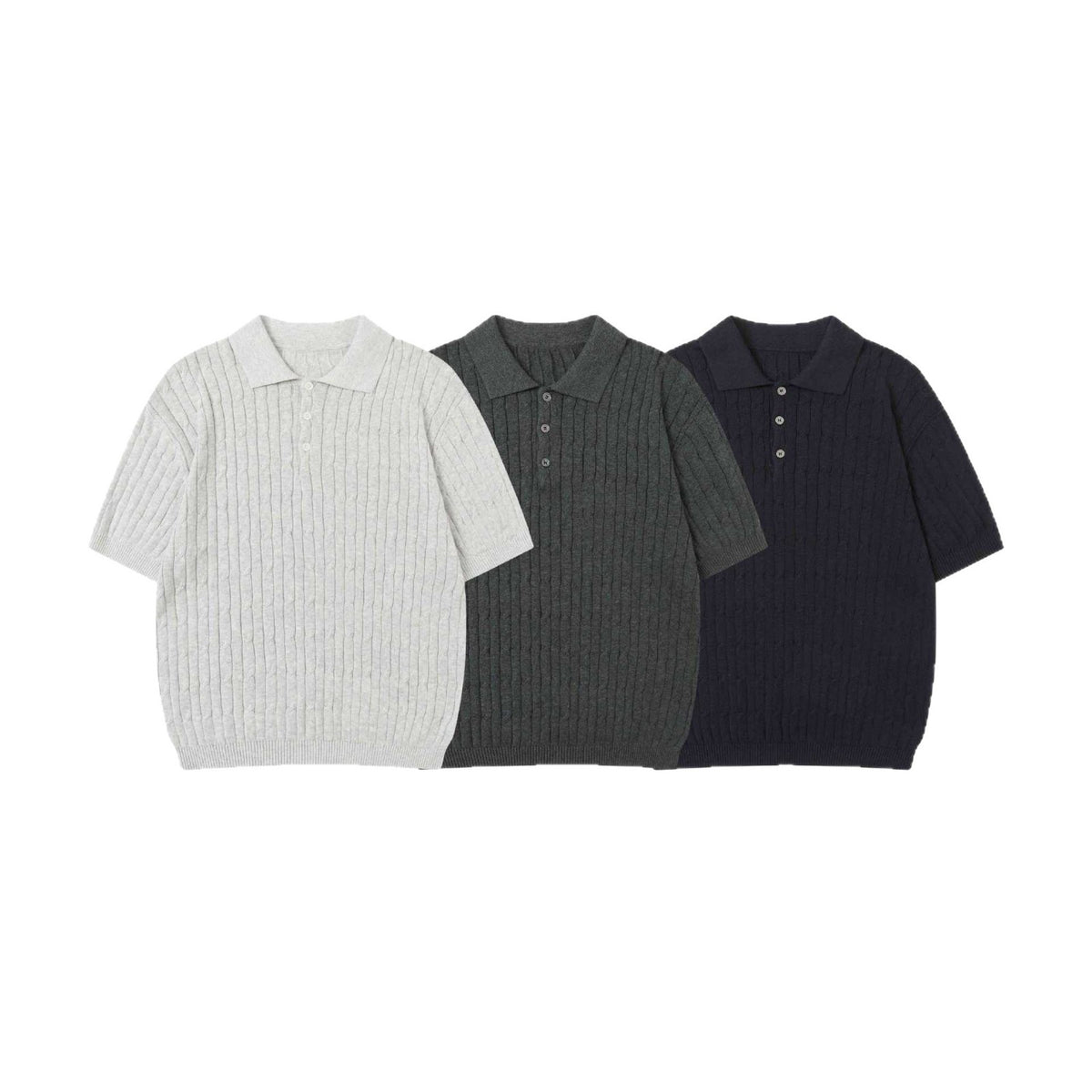 Cable Knit Polo Shirt