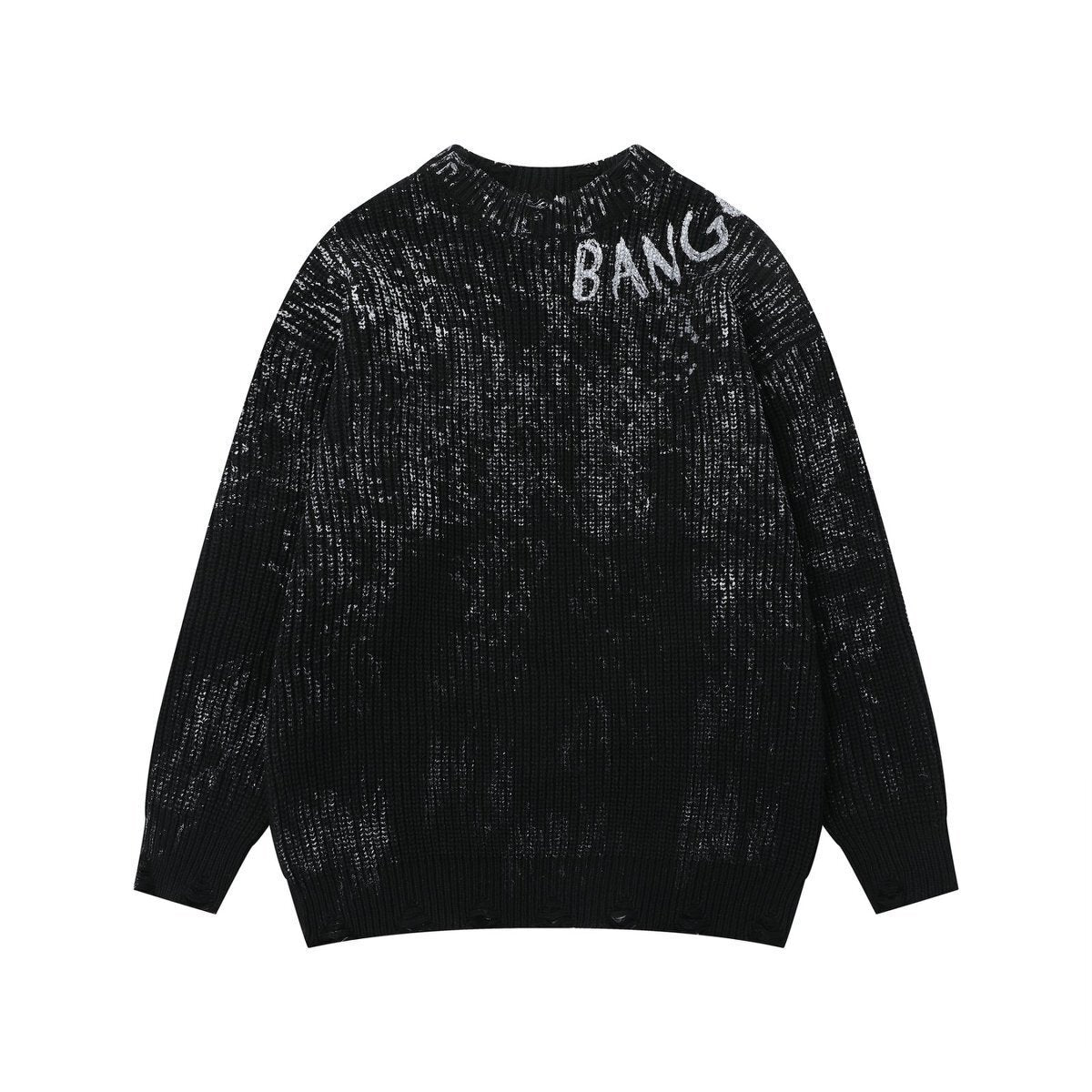 Distressed Graphic Knit Sweater