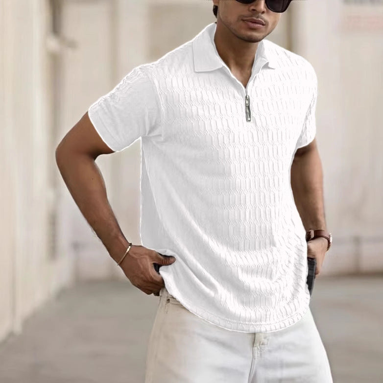 Textured Zip Polo