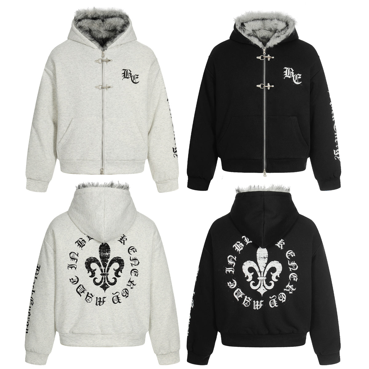 Gothic Crest Fur-Lined HoodieQ