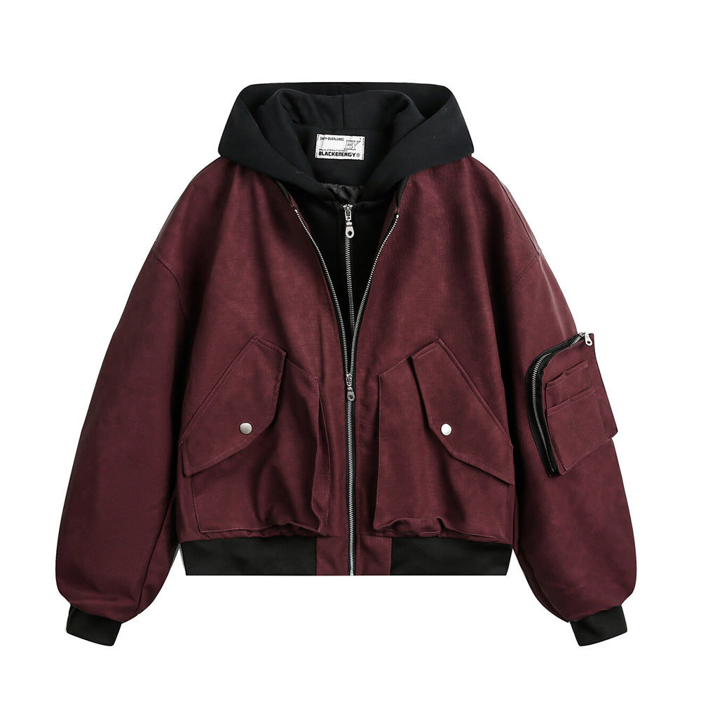 Layered Utility Bomber Jacket