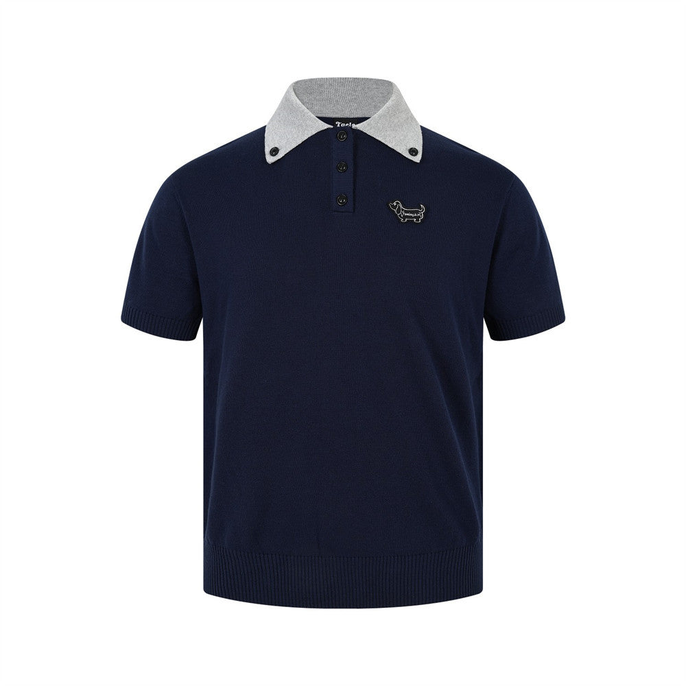 Contrast Collar Knit Polo