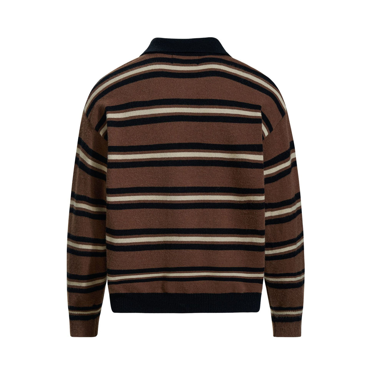 Striped Knit Polo Sweater
