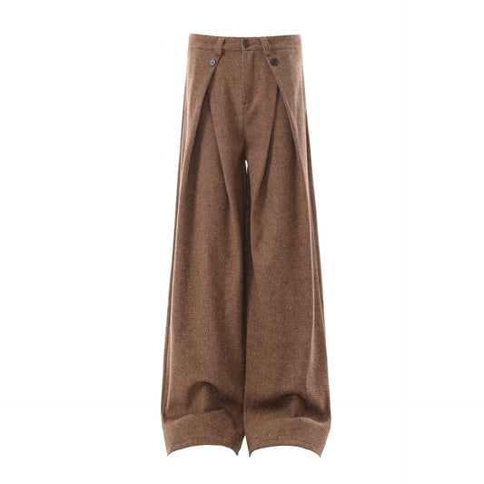 Simple A-line Pleated Woolen Trousers