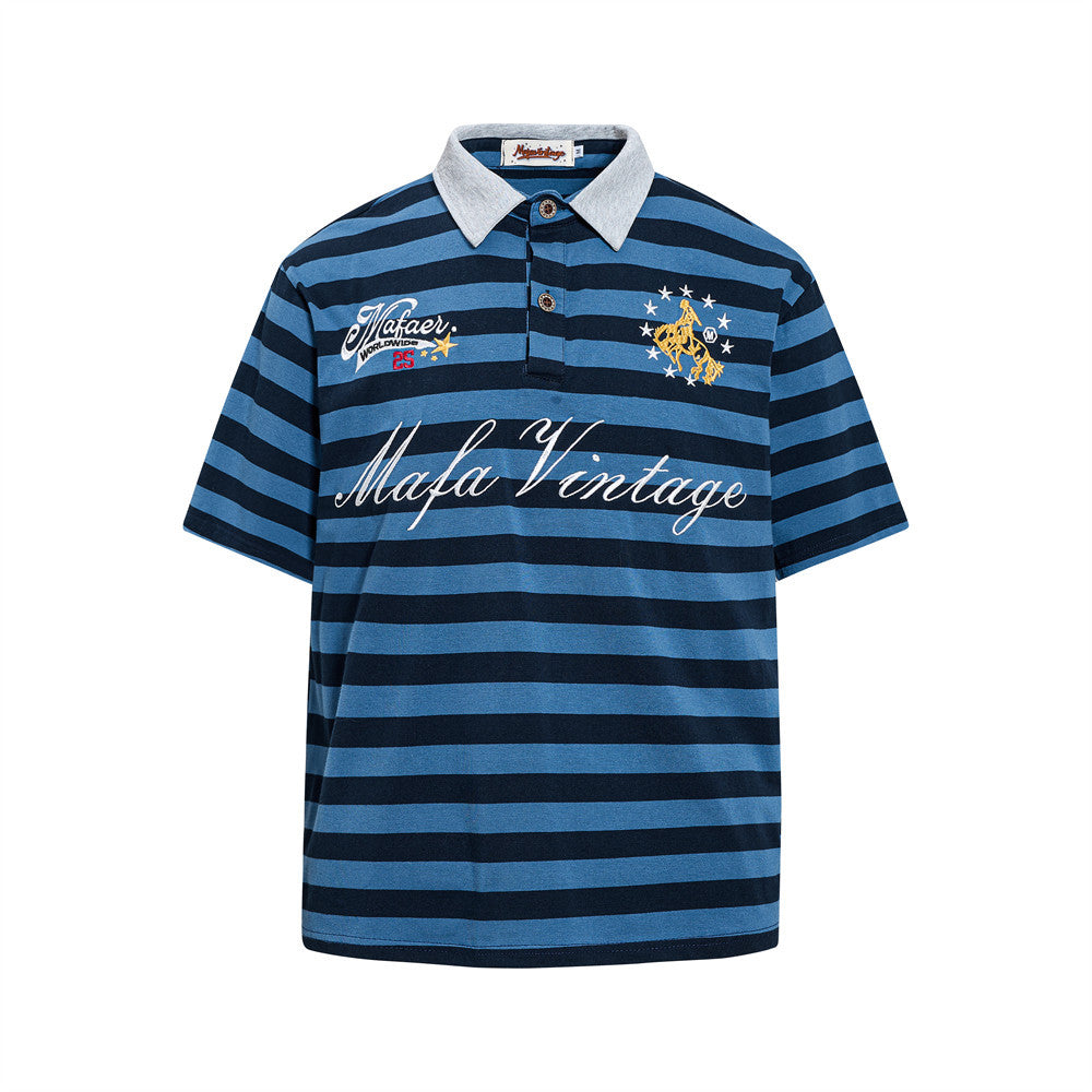 Vintage Stripe Graphic Polo