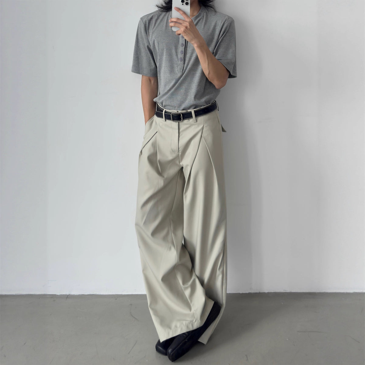 Pleated Wide-Leg Trousers