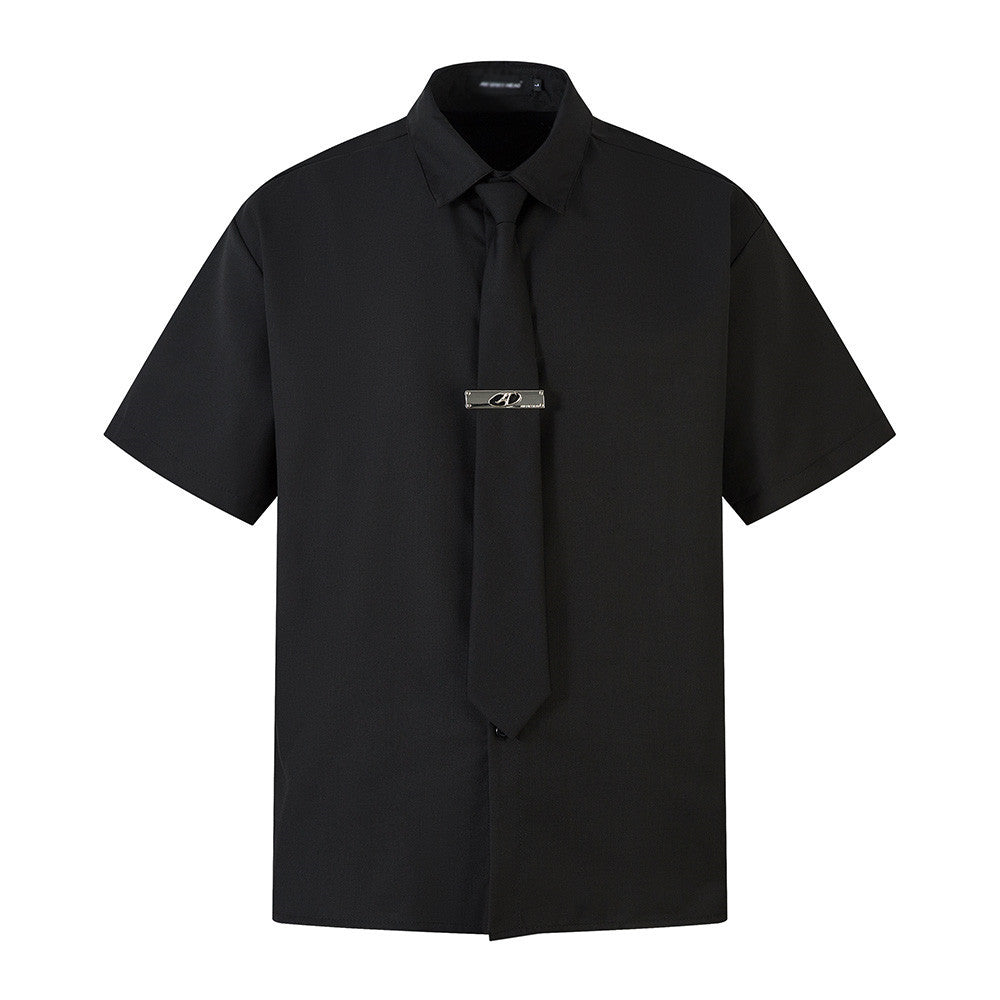 Tie Clip Short Sleeve Shirt