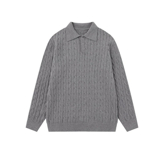 Cable Knit Long-Sleeve Polo