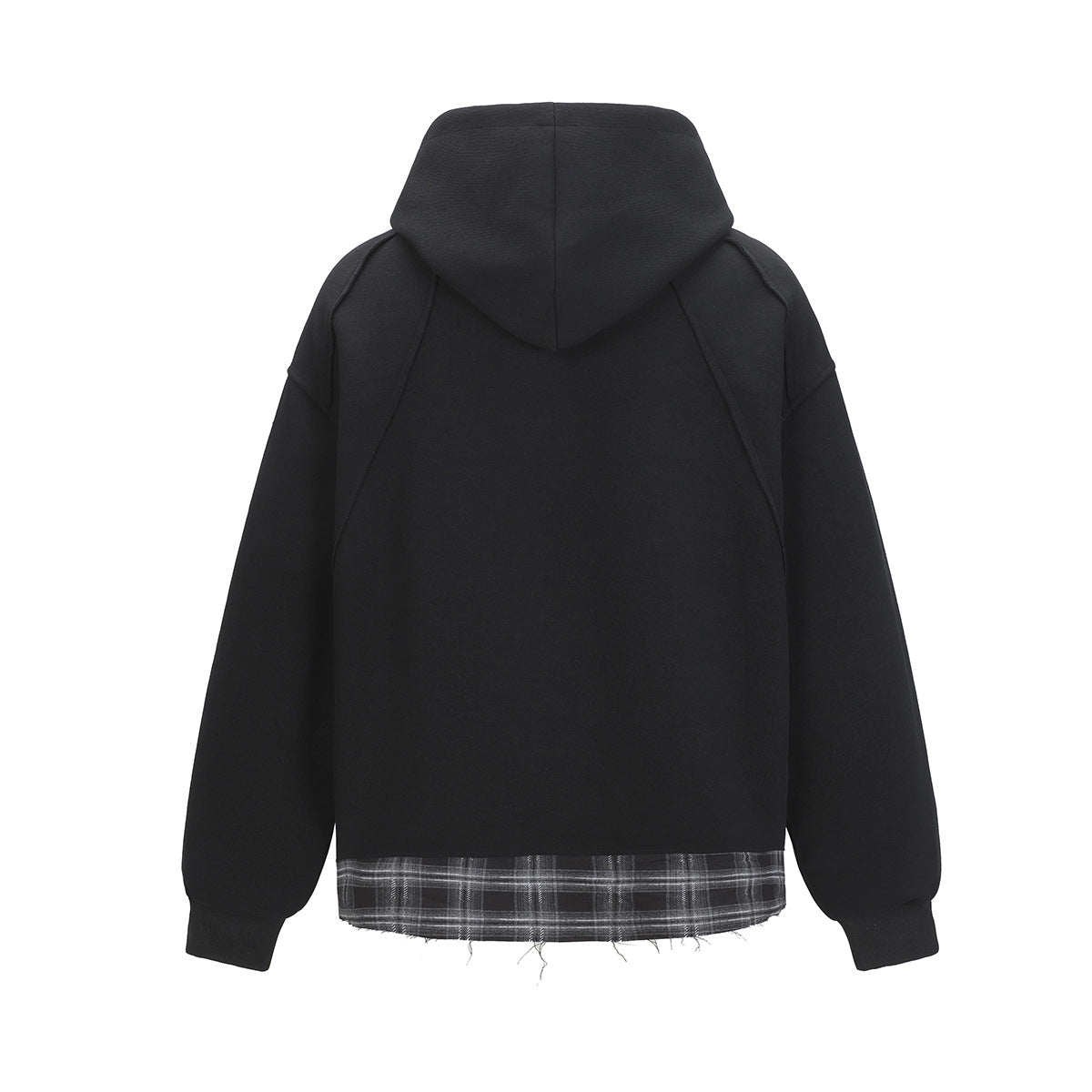 Asymmetric Plaid Layered Hoodie