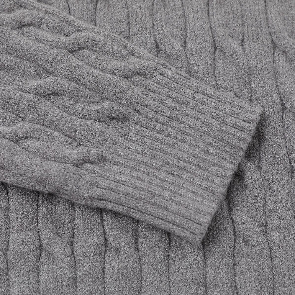 Cable Knit Long-Sleeve Polo