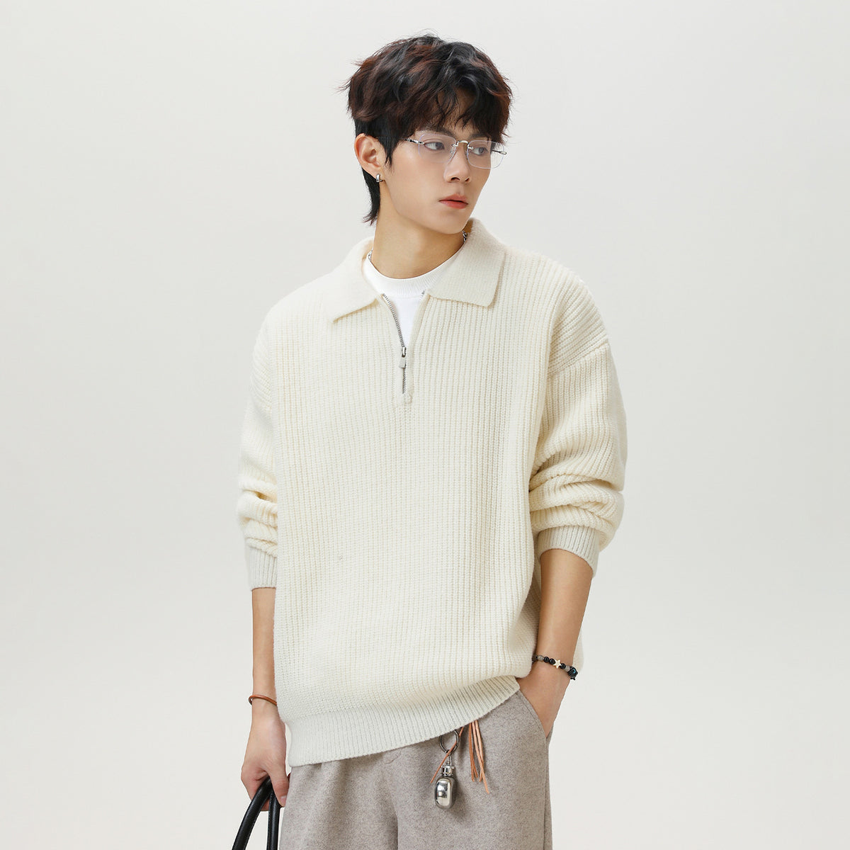 Half-Zip Knit Polo Sweater