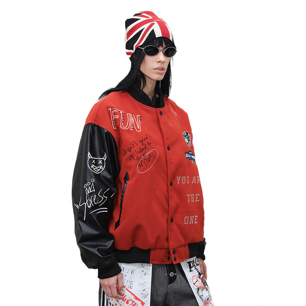 Embroidered Letther Baseball Jacket