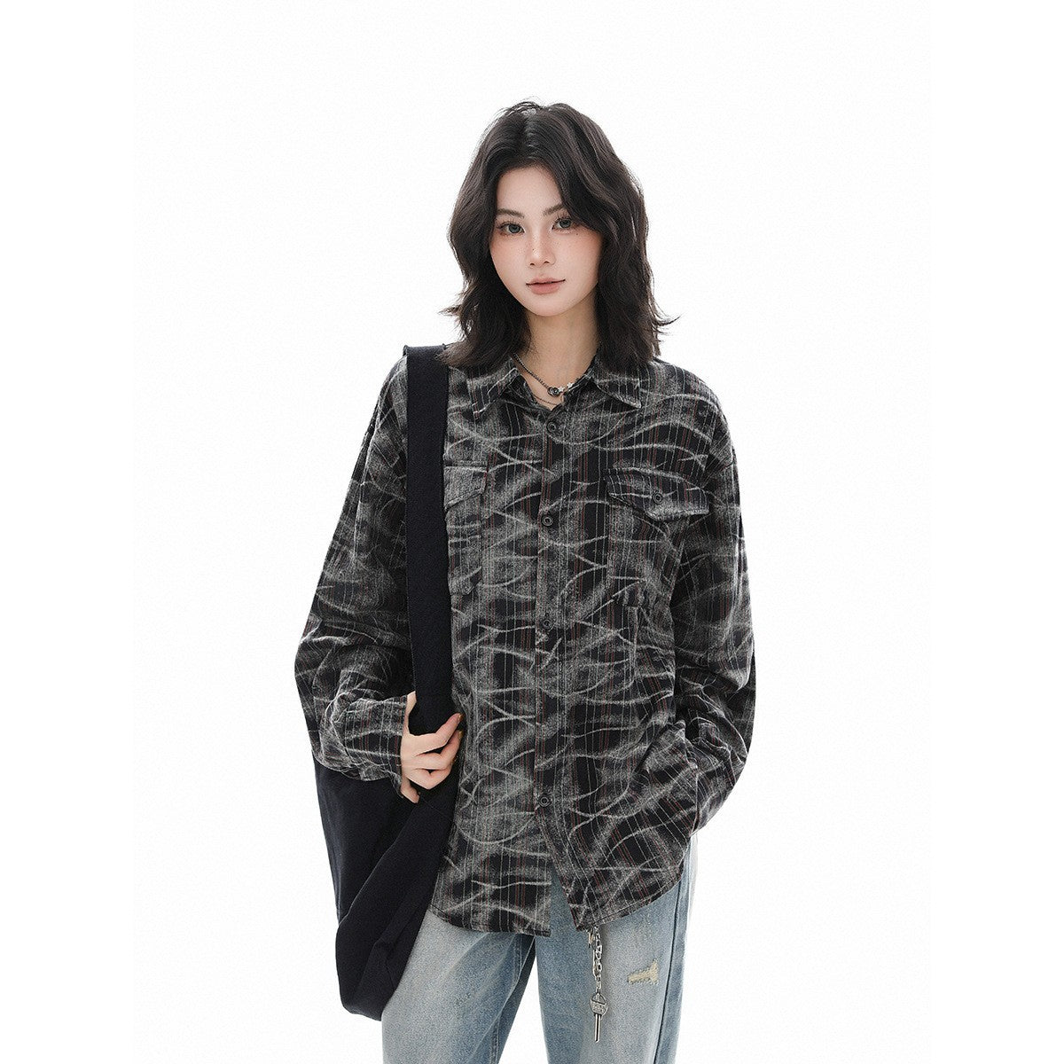 Abstract Plaid Overshirt
