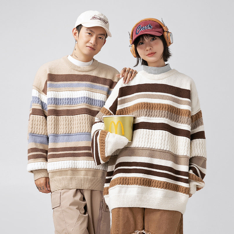 Textured Color Block Knit Sweater