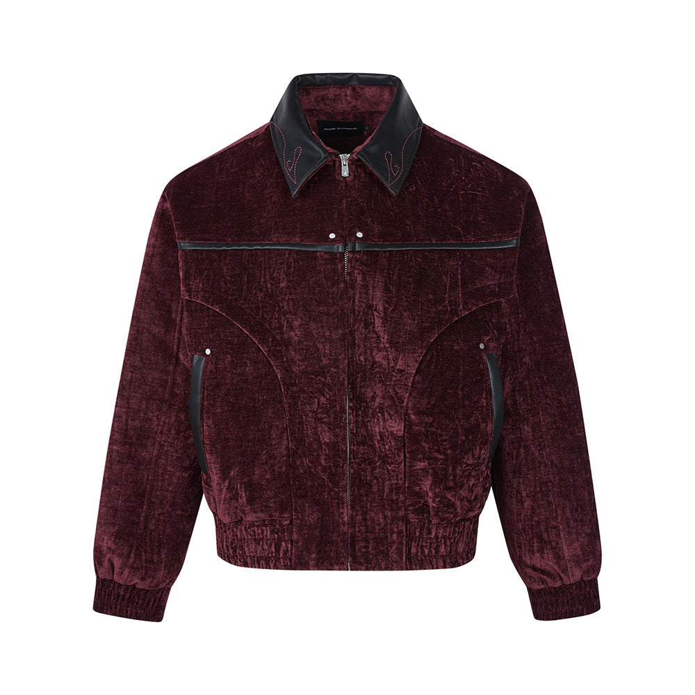 Heritage Chenille Leather-Trim Jacket